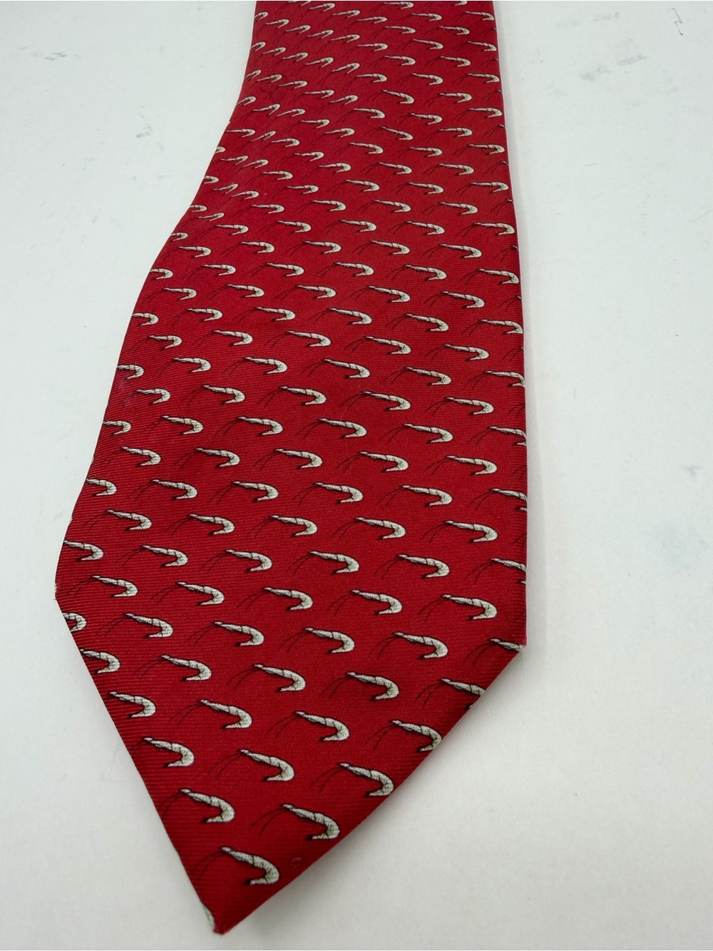 Men's Red Shrimp Patterned Silk Tie